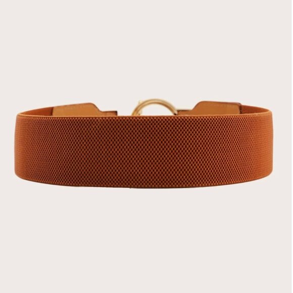 Brown Ring Metal Buckle Elastic Belt - Picture 3 of 7
